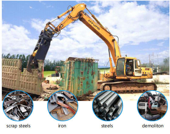 Bangunan limbah baja logam Scrap Mesin penggunting baja Hydraulic Rotating Olecranon Shear Untuk Excavator