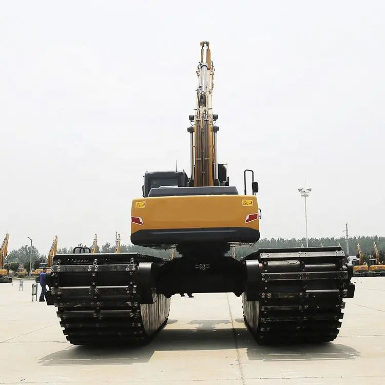disesuaikan Swamp Buggy Dengan Pontoon Terapung Amfibi Pontoon digunakan untuk 7 - 50 Ton Excavator