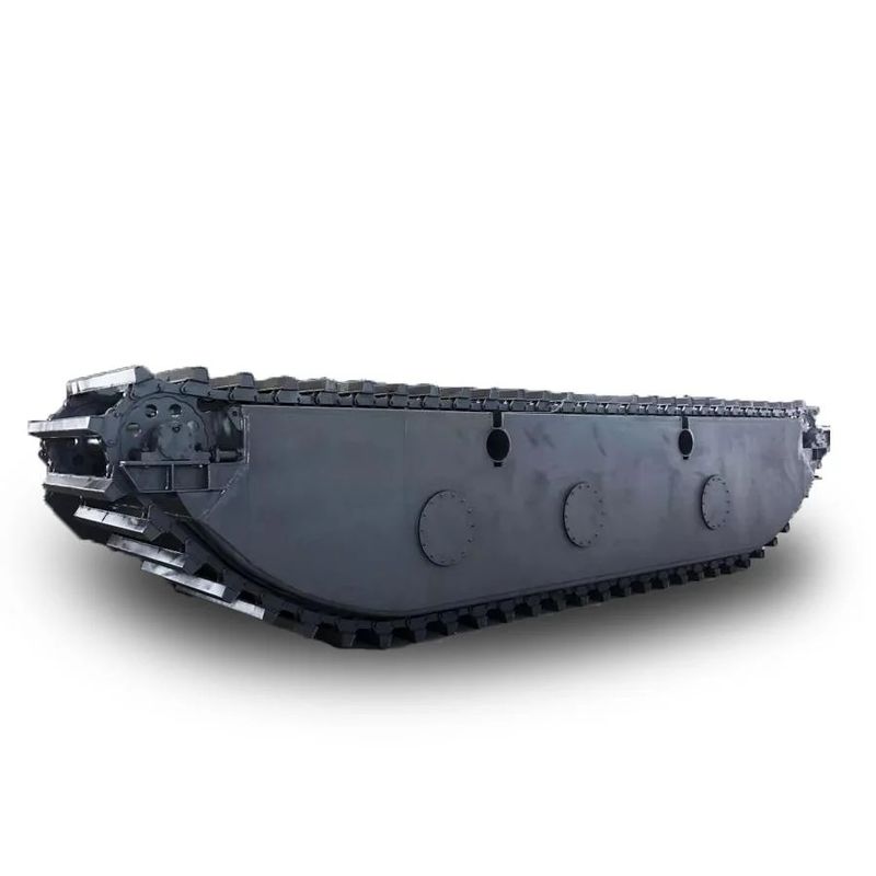 Pemandangan Amfibi Terapung Pontoon Q355B Undercarriage Jalur Air yang digunakan untuk excavator