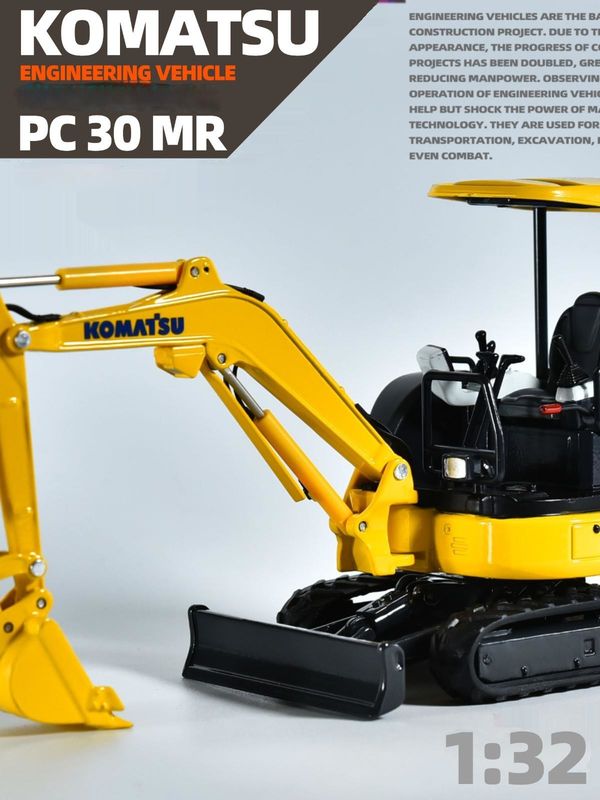 Komatsu PC30MR Mini Excavator 1/32 Scale Die-Cast Metal Model Mainan Koleksi