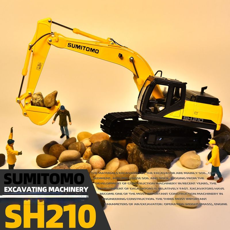 1:50 Skala Alloy Diecast Model SH210-6 Excavator Collectible Miniature Toy untuk Display