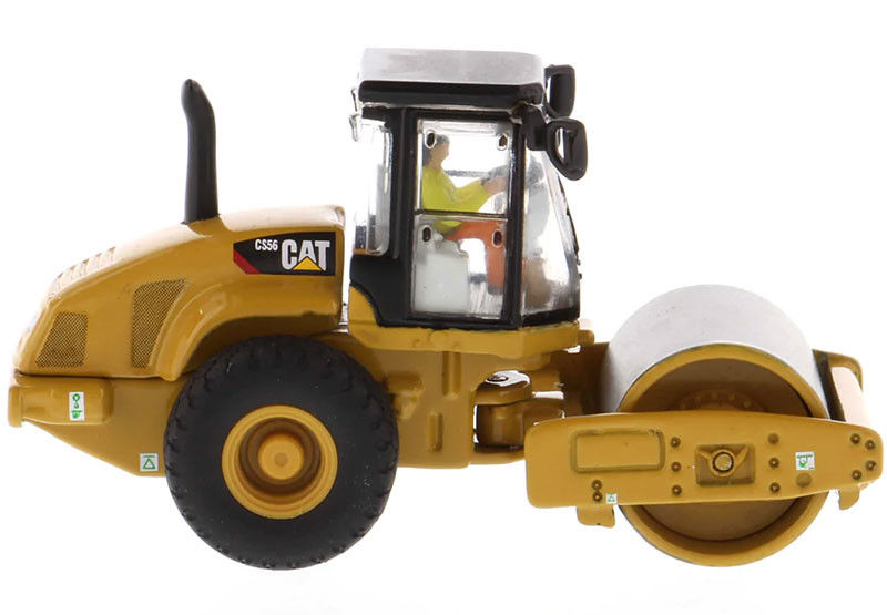 Diecast CAT CS56 Smooth Drum Vibratory Roller 1:87 Skala Konstruksi Model Replika