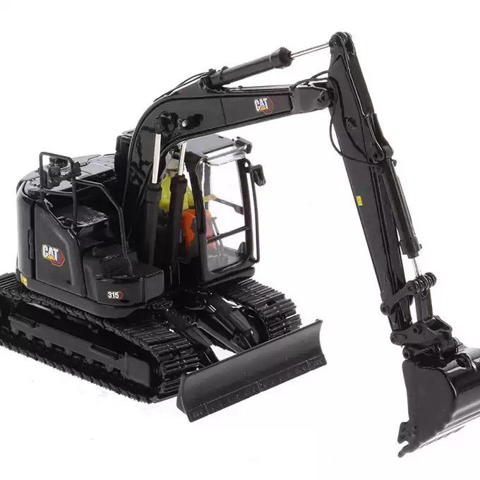 Black Caterpillar CAT 315 Excavator 1:50 Die-Cast Model Mobil Teknik Koleksi