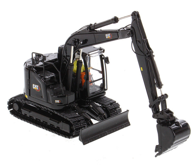 Black Caterpillar CAT 315 Excavator 1:50 Die-Cast Model Mobil Teknik Koleksi