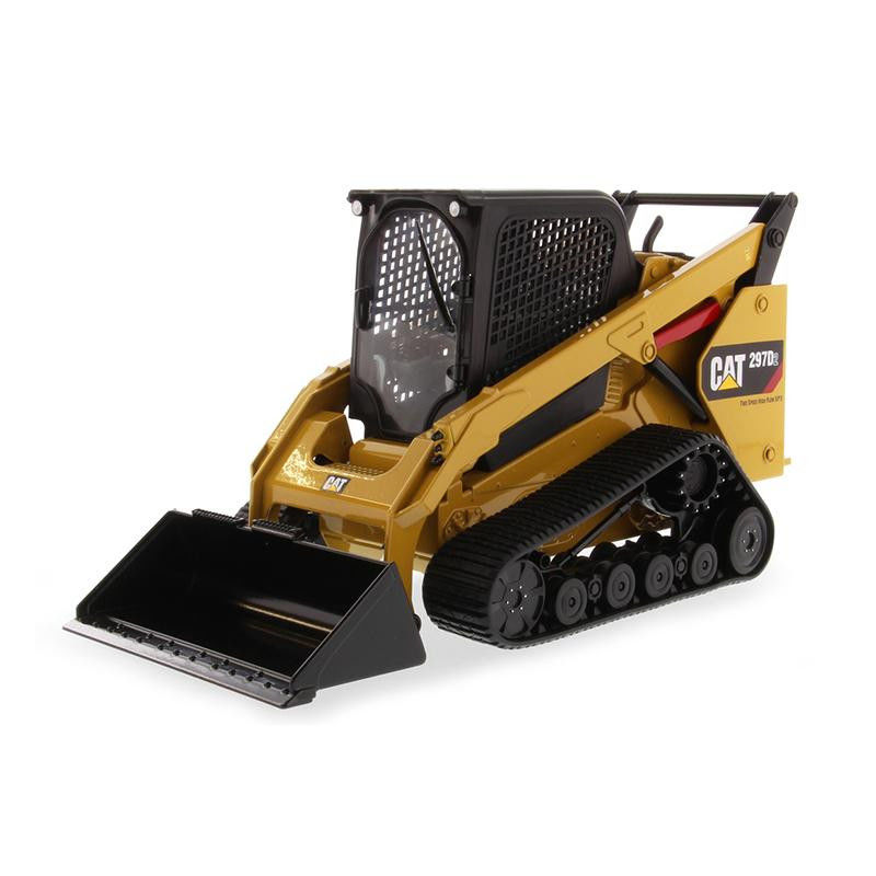 Model Loader Skid Steer Cat 297D2 Diecast Logam Skala 1:16 dengan Lengan Loader yang Dapat Bergerak