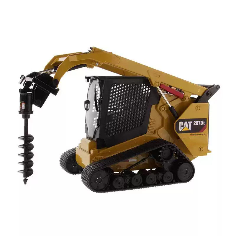 Model Loader Skid Steer Cat 297D2 Diecast Logam Skala 1:16 dengan Lengan Loader yang Dapat Bergerak