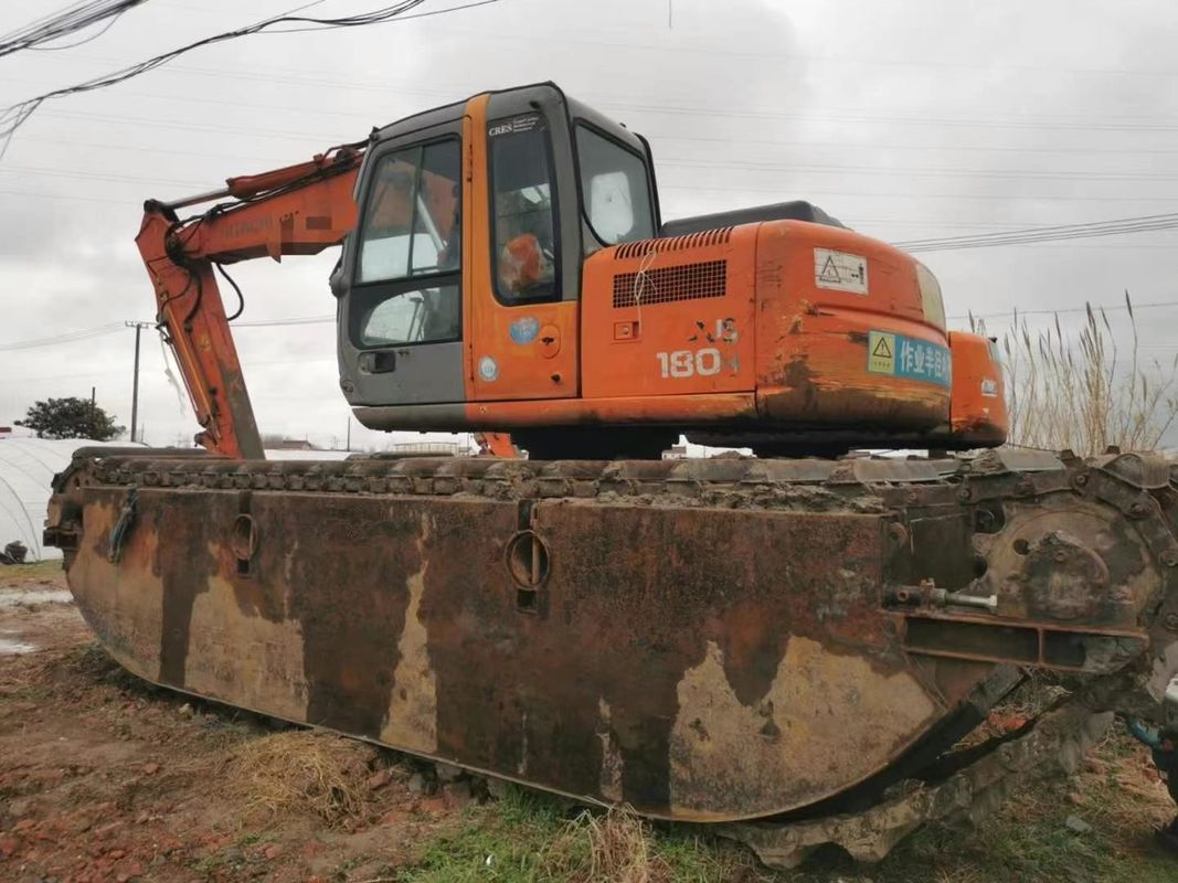 Digunakan 2014 Hitachi 120-6 Amphibious Excavator 12Ton Swamp CE ISO Pertambangan lahan basah