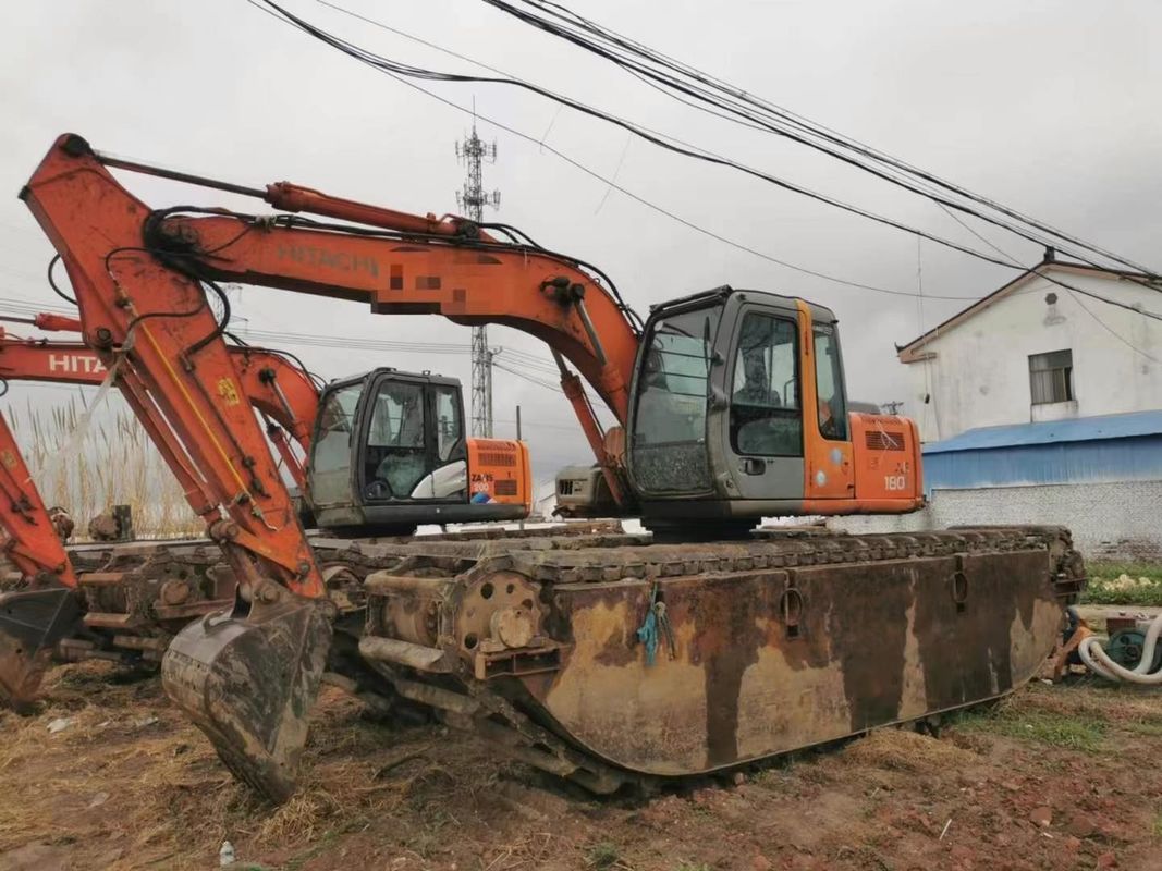 Digunakan 2014 Hitachi 120-6 Amphibious Excavator 12Ton Swamp CE ISO Pertambangan lahan basah