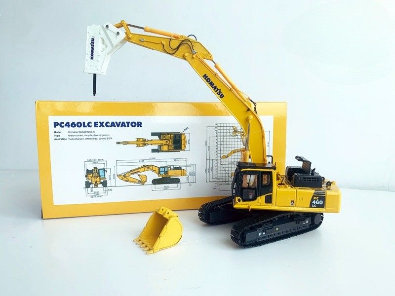 Komatsu PC460LC-8 1/50 Diecast Alloy Excavator Model dengan Hydraulic Breaker
