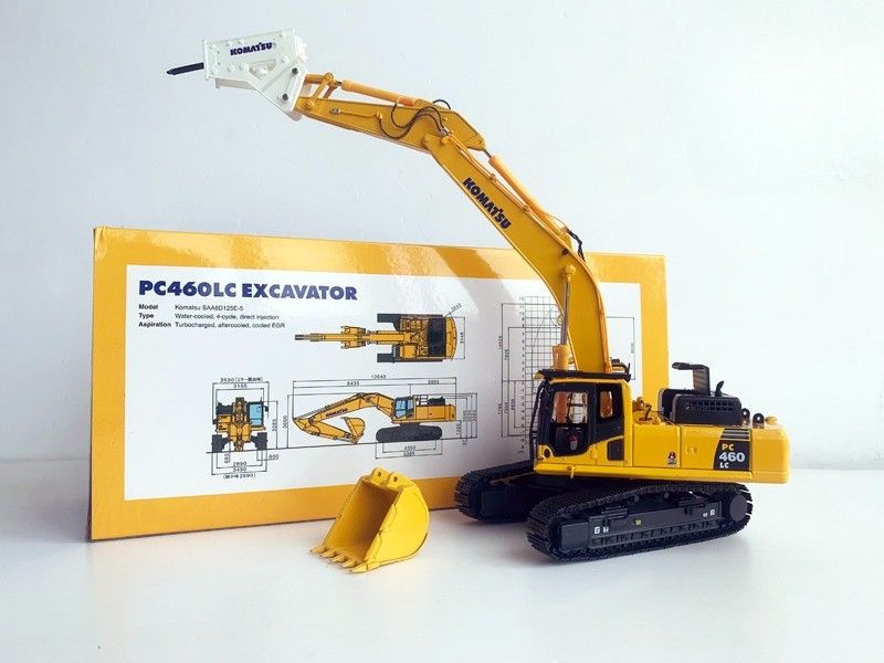 Komatsu PC460LC-8 1/50 Diecast Alloy Excavator Model dengan Hydraulic Breaker