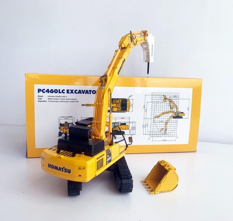 Komatsu PC460LC-8 1/50 Diecast Alloy Excavator Model dengan Hydraulic Breaker