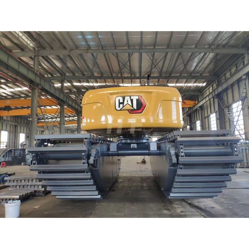 Customized Amphibious Excavator Floating Pontoon Track Shoe Chain untuk SY135 320D Hydraulic Walking Motor Supplier