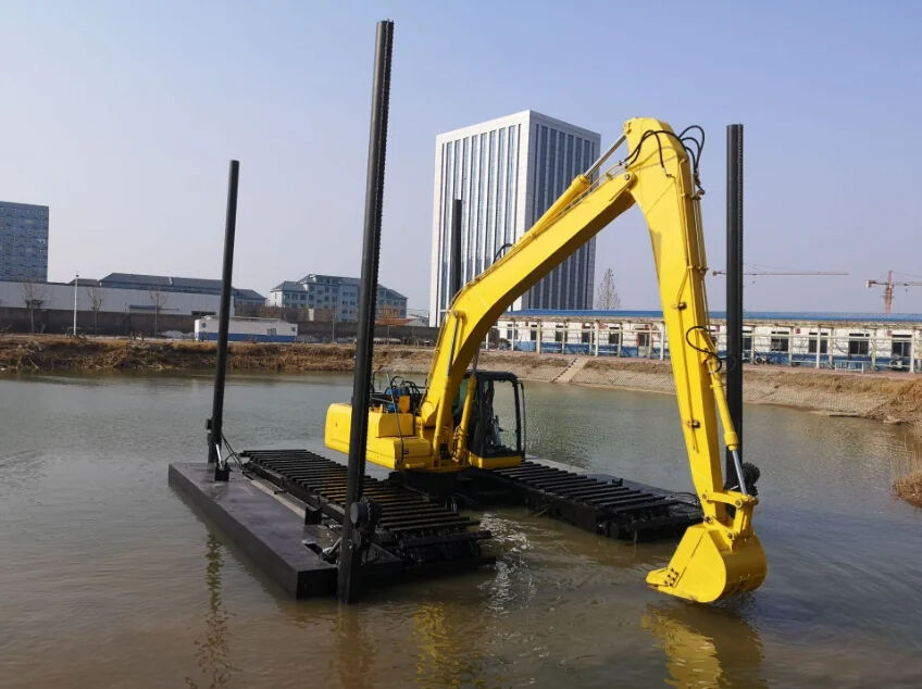 Pemasok Platform Apung Perayap Rawa Undercarriage Ponton Excavator Amfibi Kustom untuk Excavator