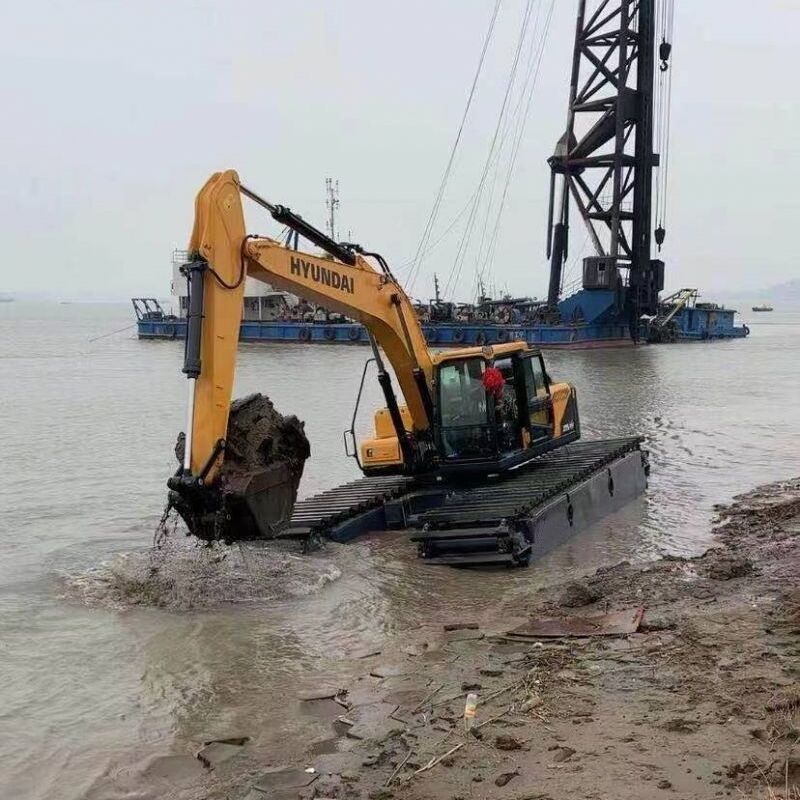 Disesuaikan Amphibious Excavator Floating Undercarriage Float Pontoon untuk dijual Pemasok Peralatan Berat