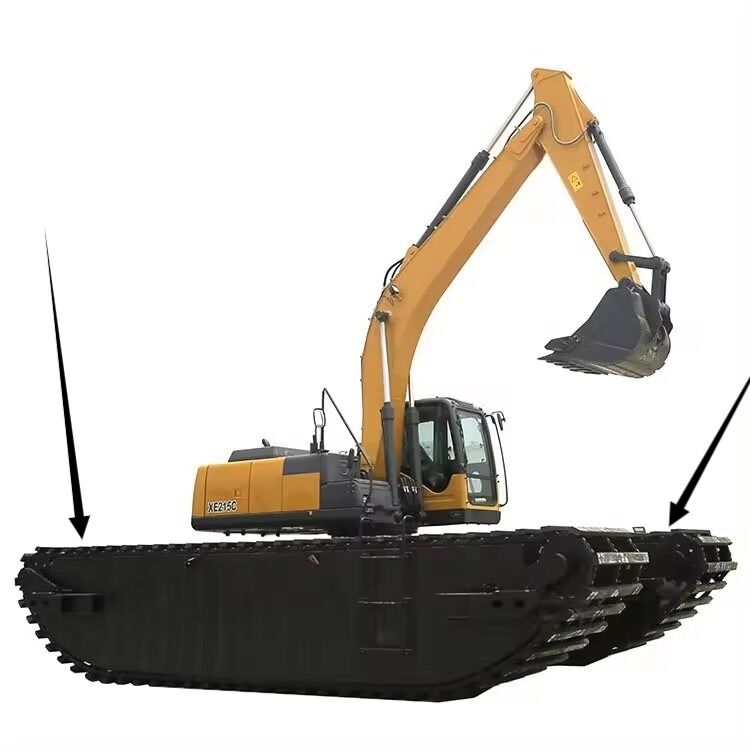 Amfibi Excavator Pontoon Float Undercarriage dengan Crawler Chain untuk Reservoir Dredging Sand Gravel Tanks Tanah