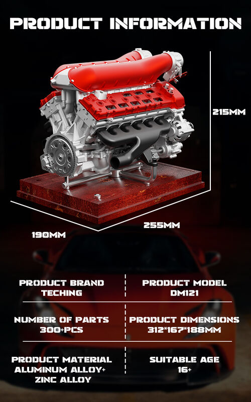 V12 Dua belas silinder model mesin, semua logam dirakit dan dirakit, dapat memulai mainan mesin mini